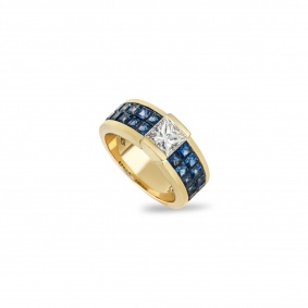 Yellow Gold Diamond & Sapphire Ring 1.06ct Yellow Gold Diamond & Sapphire Ring 1.06ct